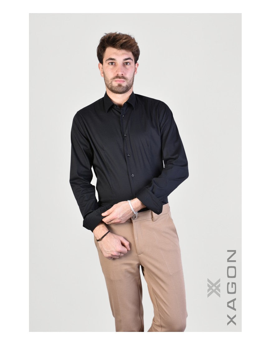 xagon man OVERHEMD PAMATE Stretch Slim Fit Zwart