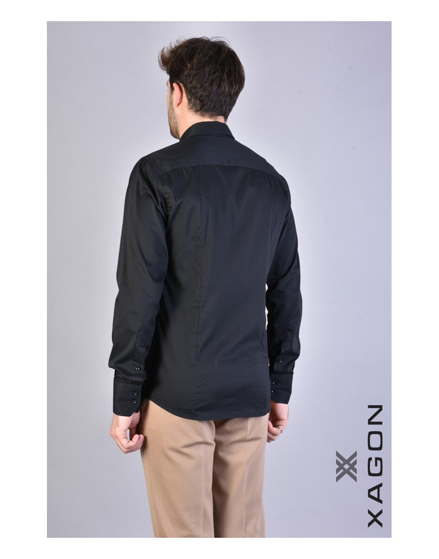 xagon man OVERHEMD PAMATE Stretch Slim Fit Zwart